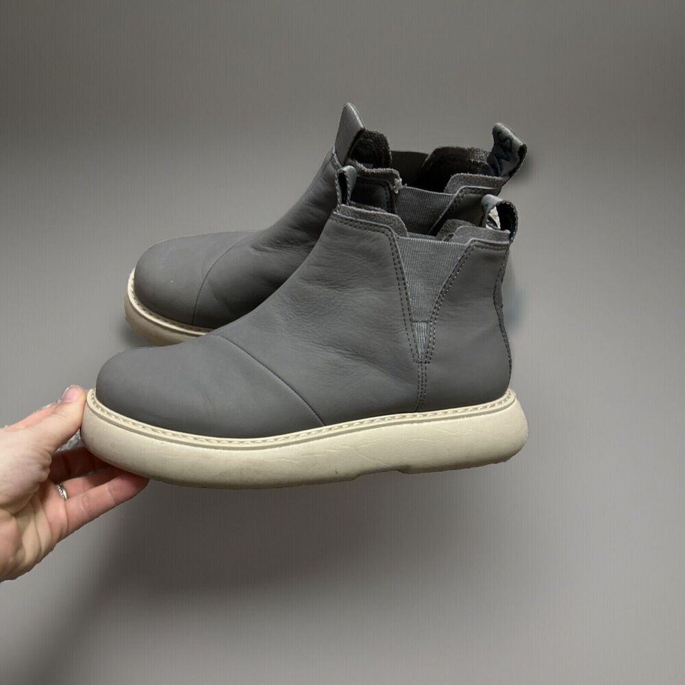 WOMEN'S TOMS GREY ALPARGATA MALLOW CHELSEA LEATHER UPPER BOOTIE‎ SIZE 8